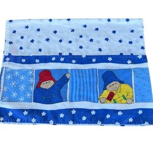 Vintage 90s Paddington Bear Double Sided Standard Pillowcase Blue White Clouds